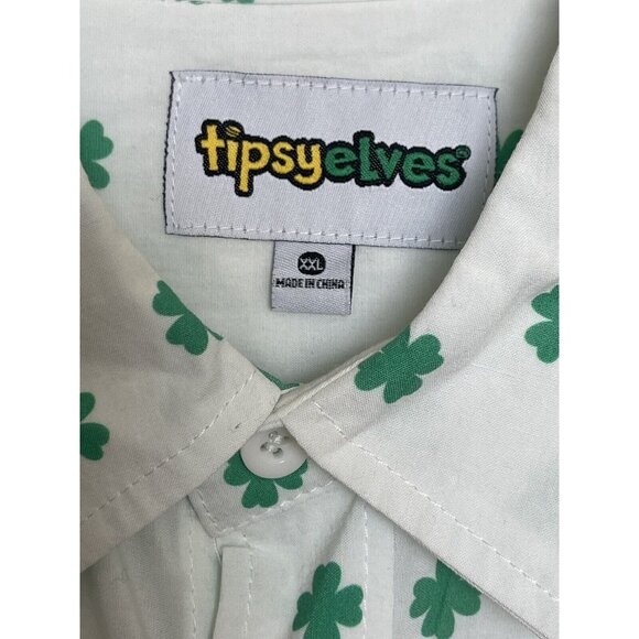 Tipsy Elves Mens Shirt Size XXL 4 Leaf Clover Short Sleeve Green St Patrick’s - Picture 6 of 8